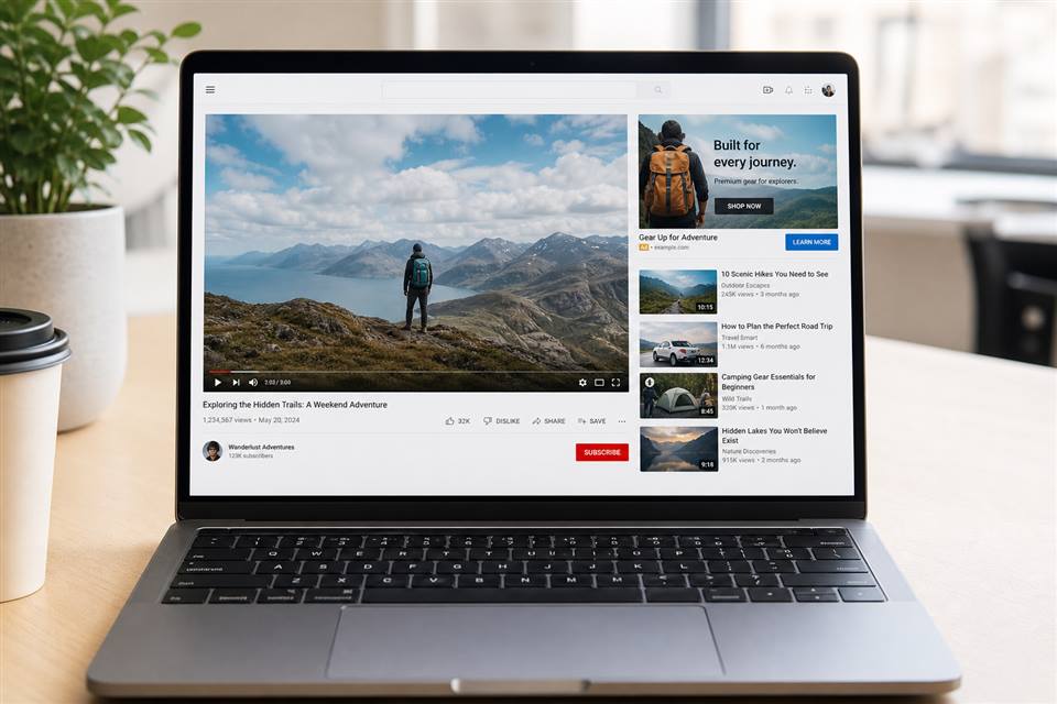 Баннер рядом с видео на странице просмотра YouTube