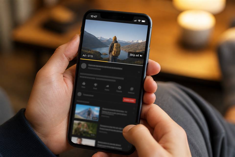 Мобильная реклама в приложении YouTube
